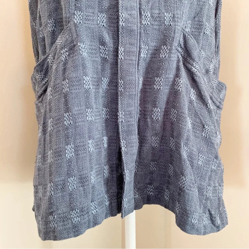 SOLD!  Madewell Blue Button Front Linen Blend Sleeveless Top Pockets Medium - Picture 4 of 10